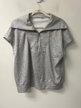 No Brand Heather Gray Sleeveless Collard Sweatshirt Sz L